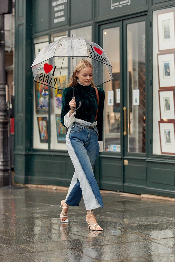 Street Style Paris Fashion Week Two-tone jeans